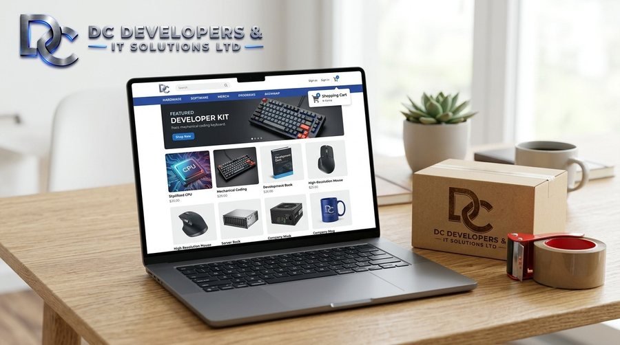 Business and E-commerce Website Setup - online store on a laptop