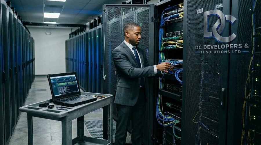 Systems Administration - engineer working in a server room