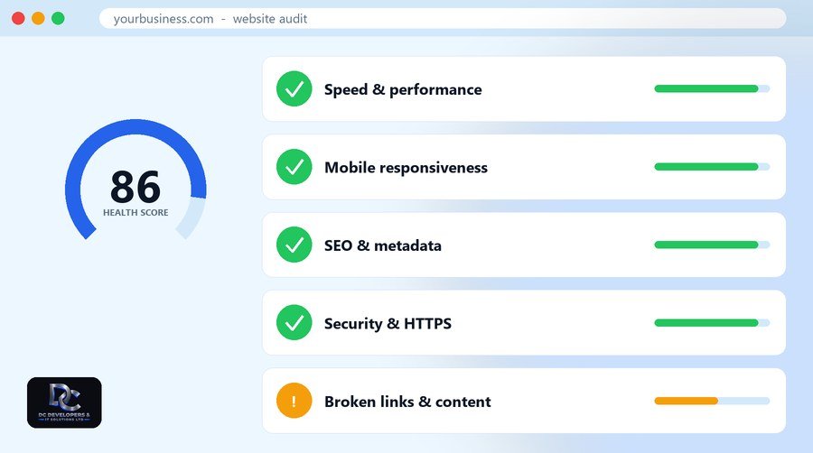 Corporate Website Audit and Management - website health score and audit checklist